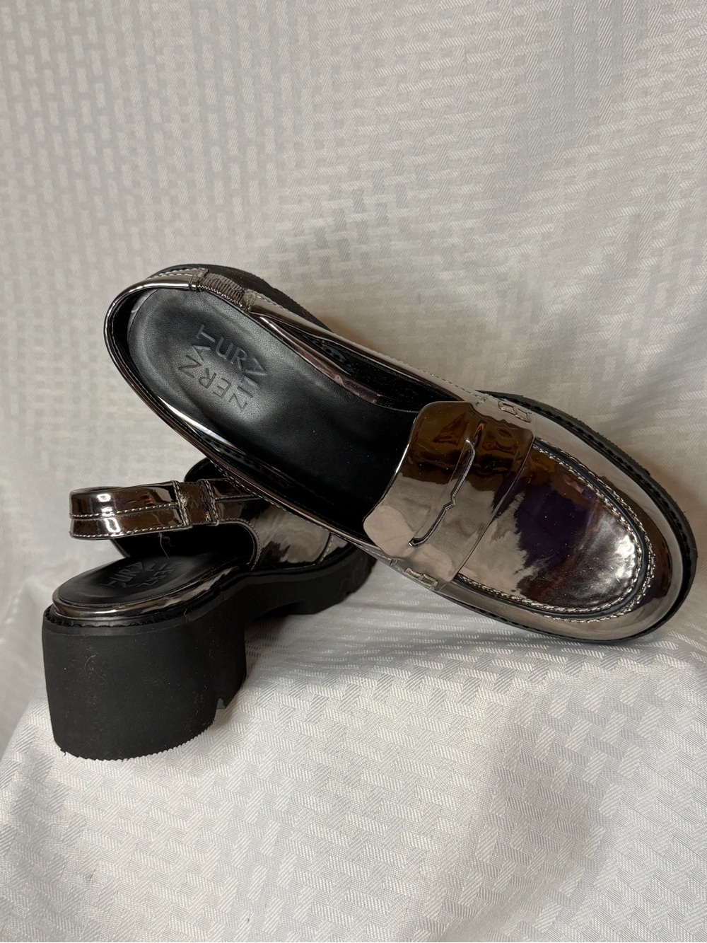 Naturalizer Metallic Silver Penny Loafer Slingback 7.5